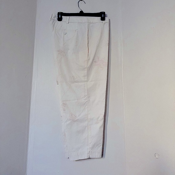 Talbots White Signature Slim Embroidered Flower Pants Size 14P - Picture 5 of 11